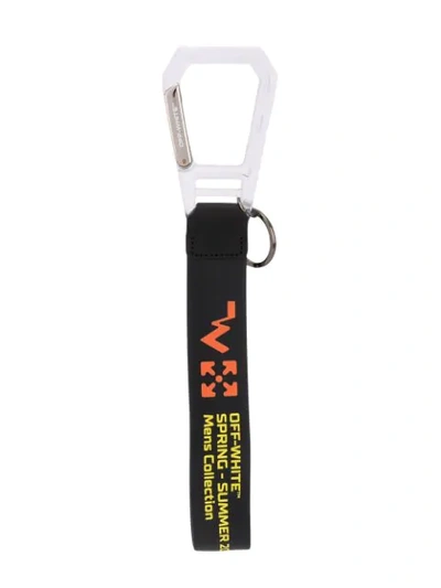 Shop Off-white Wavy Arrow Print Rubber Strap Key Ring In Black