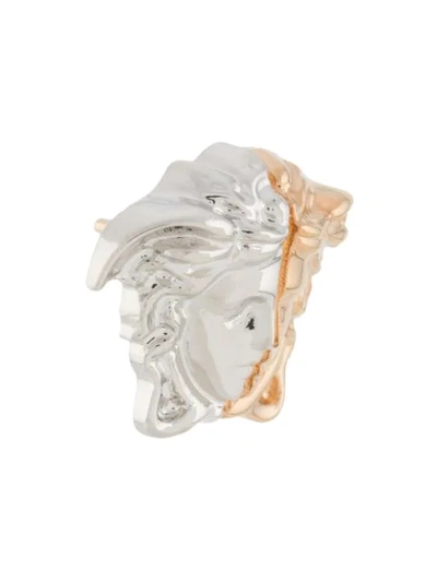 Shop Versace Medusa Two-tone Earrings In Gold