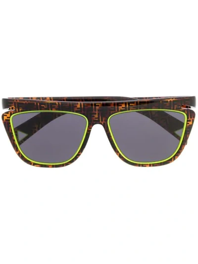 Shop Fendi Square Shaped Sunglasses In Brown