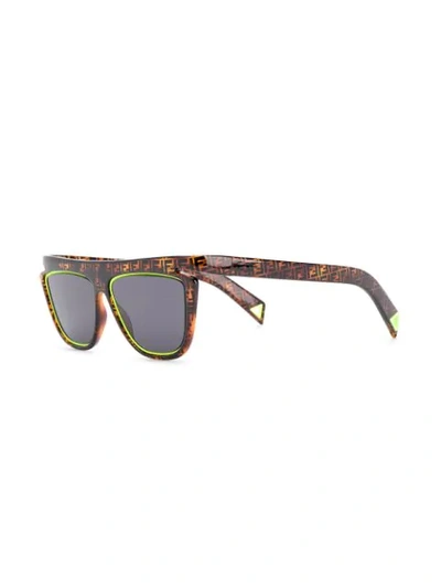Shop Fendi Square Shaped Sunglasses In Brown