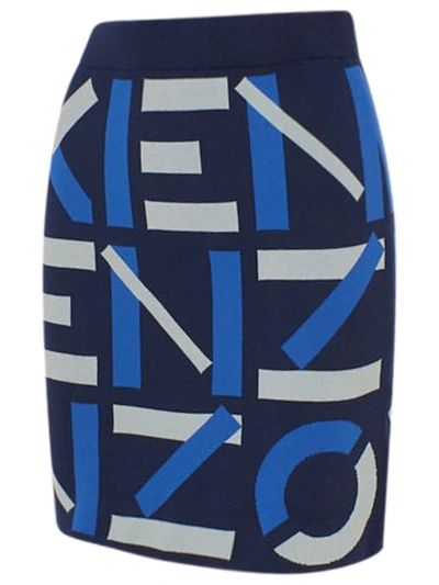 Shop Kenzo Blue Monogram Skirt