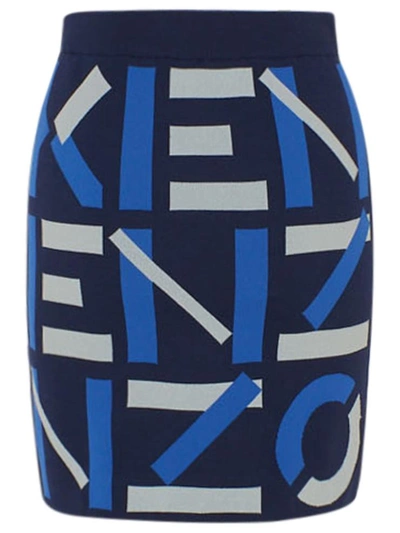 Shop Kenzo Blue Monogram Skirt