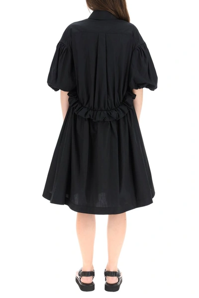 Shop Simone Rocha Oversized Shirt Dress Twisted Hip In Black