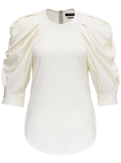 Shop Isabel Marant Surya Blouse In Lycra With Balloon Sleeves In White