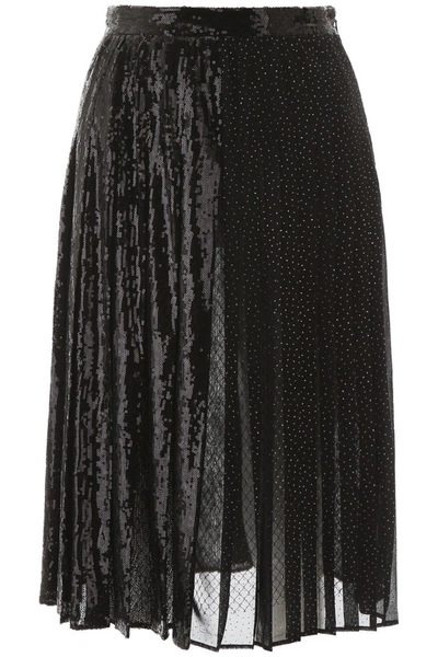 Shop Marco De Vincenzo Midi Sequins Skirt In Black