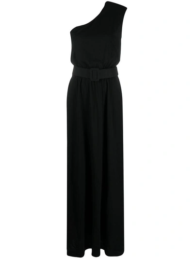 Shop Federica Tosi One Shoulder Long Jersey Dress With Belt In Black