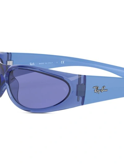 Shop Ray Ban Rb4332 Wraparound-frame Sunglasses In Blue