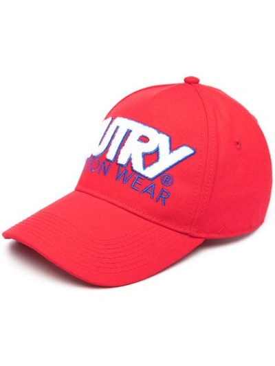 Shop Autry Embroidered Cotton Baseball Cap In Red