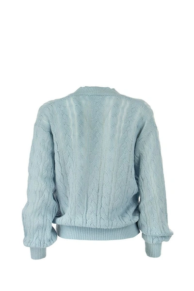 Shop Agnona Cashmere Sweater In Light Blue