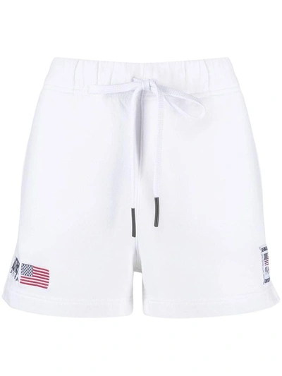 Shop Autry White Jersey Shorts With Embroidery Logo