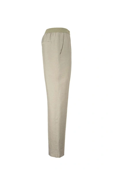 Shop Agnona Linen Blend Trousers In Ivory