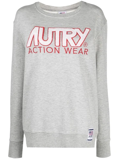 Shop Autry Jersey Sweatshirt With Front Embroidery Logo In Grey