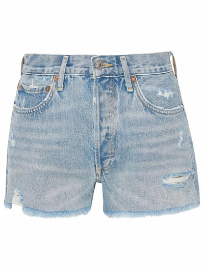 Shop Agolde Light Blue Parker Shorts