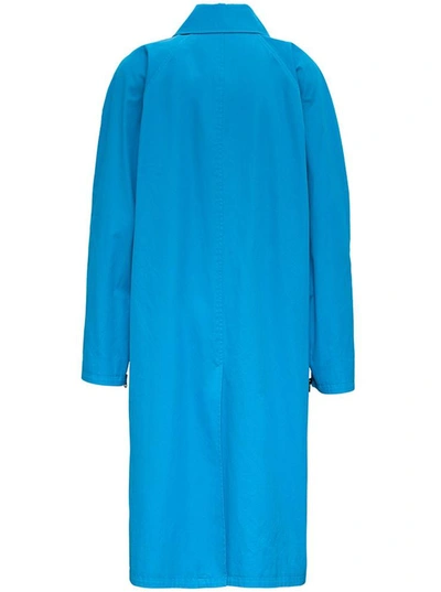 Shop Balenciaga Light Blue Cotton Gabardine Coat