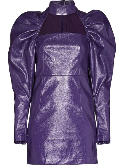 Shop Rotate Birger Christensen Kaya Dress In Purple Leatheret In Violet