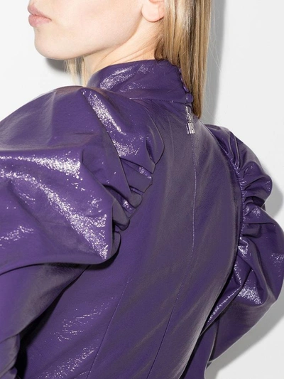 Shop Rotate Birger Christensen Kaya Dress In Purple Leatheret In Violet