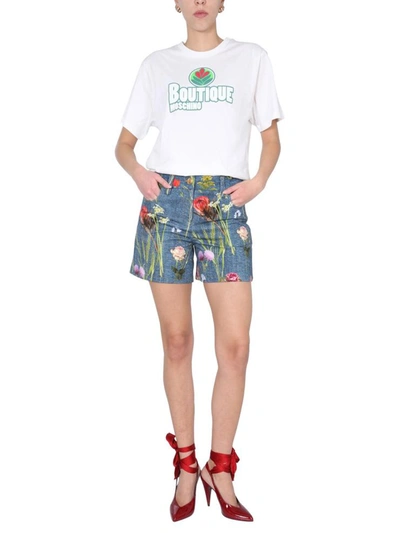 Shop Boutique Moschino Drill Shorts In Multicolour