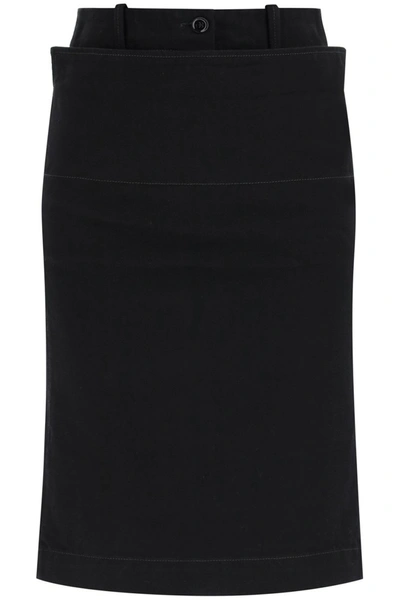 Shop Lemaire Denim Skirt In Black