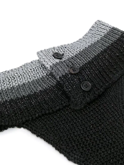 Shop Marco De Vincenzo Buttoned Knitted Scarf In Black
