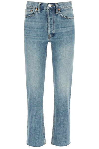 Shop Re/done High Rise Stove Pipe Jeans In Medium Vain