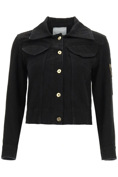 Shop Patou Jacket In Organic Denim With Logo Embroidery In Black