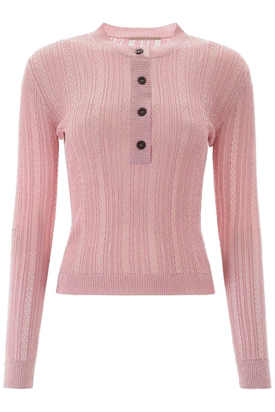 Shop Marco De Vincenzo Semi Sheer Knit Top In Pink