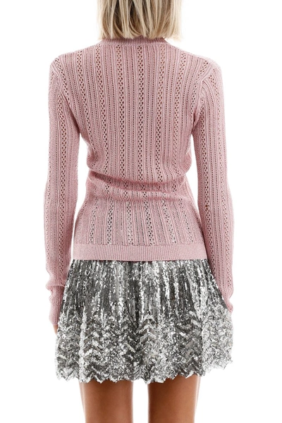 Shop Marco De Vincenzo Semi Sheer Knit Top In Pink