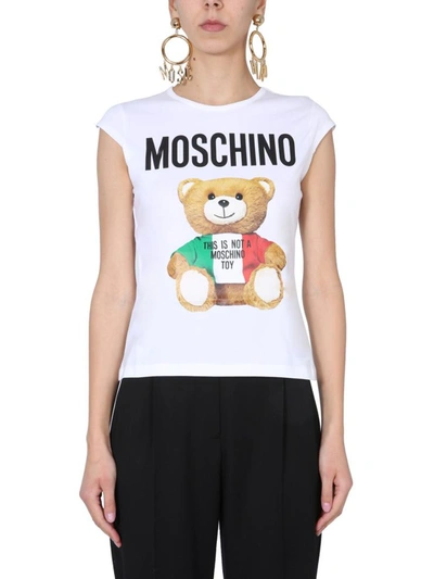 Shop Moschino Crew Neck T-shirt In White