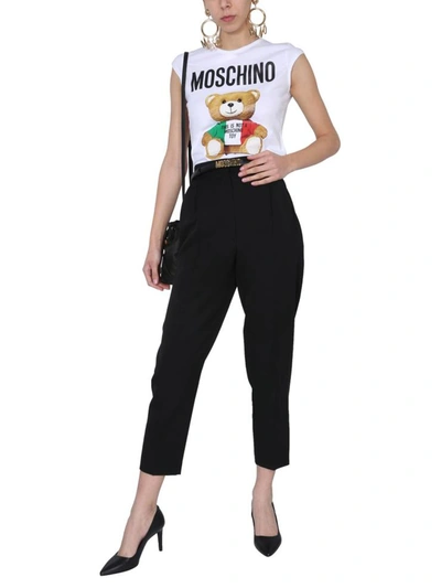 Shop Moschino Crew Neck T-shirt In White