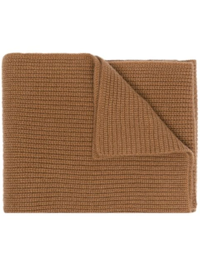 Shop N•peal Ribbed Cashmere Scarf In Brown