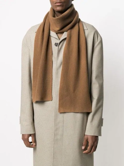 Shop N•peal Ribbed Cashmere Scarf In Brown