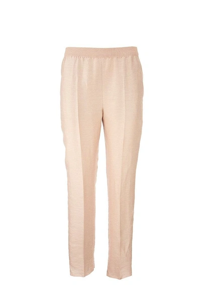 Shop Agnona Linen Blend Trousers In Light Pink