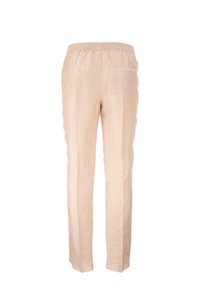 Shop Agnona Linen Blend Trousers In Light Pink