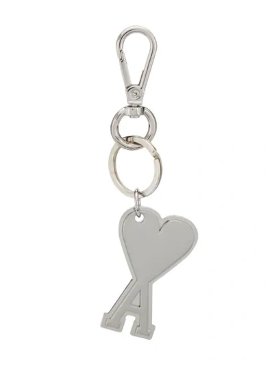 Shop Ami Alexandre Mattiussi Ami De Coeur Keyring In Metallic