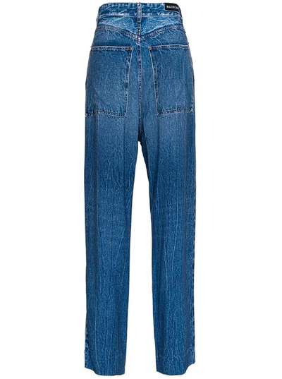 Shop Balenciaga Trompe L'oeil Baggy Jeans In Blu