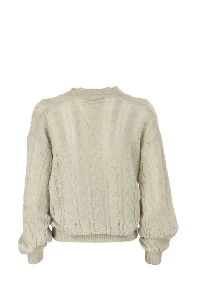 Shop Agnona Cashmere Sweater In Light Grey