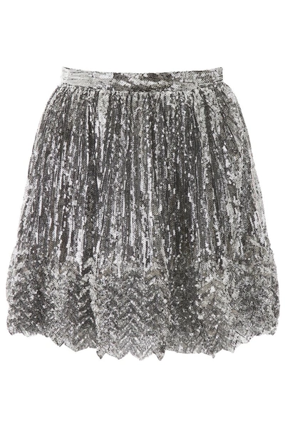 Shop Marco De Vincenzo Sequins Mini Skirt In Silver