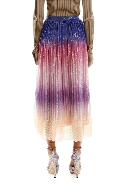 Shop Marco De Vincenzo Pleated Sequins Skirt In Lilac Gold
