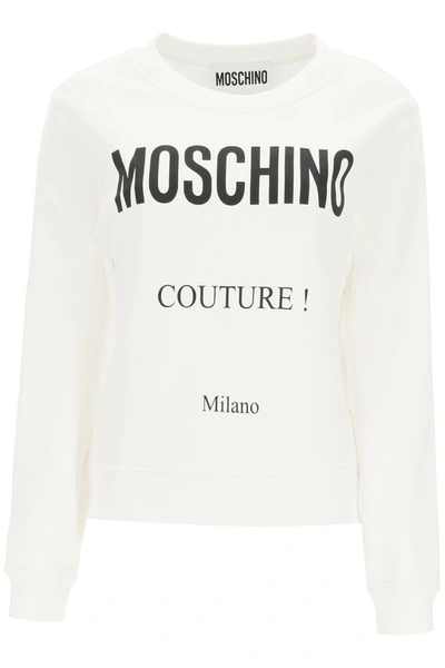 Shop Moschino Sweatshirt With  Couture Print In Fantasia Bianco