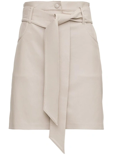 Shop Nanushka Beige Vegan Leather Skirt With Belt