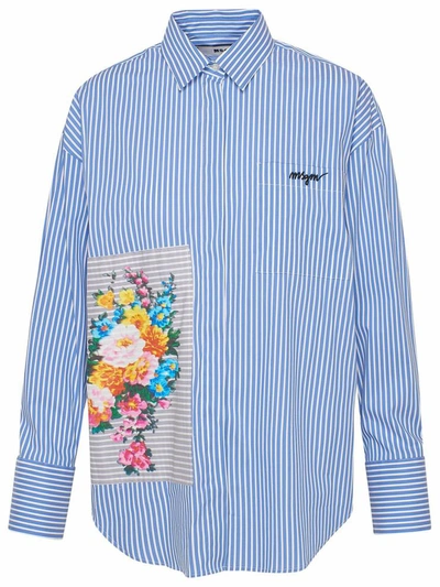 Shop Msgm Blue And Sneakers Shirt In Light Blue