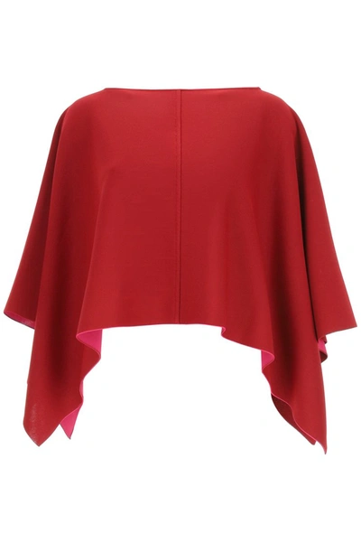 Shop Valentino Double Asymmetric Poncho In Cremisi Radiant Orchid