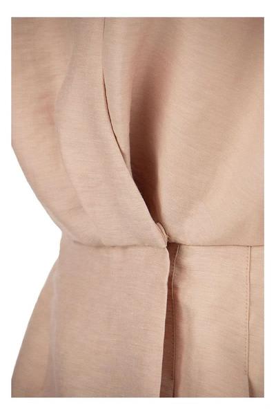 Shop Agnona Top In Linen Blend In Light Pink