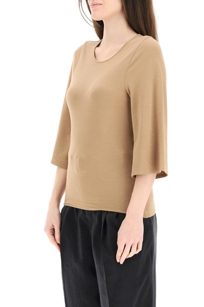 Shop Lemaire T-shirt 3/4 Sleeves In Safari Brown