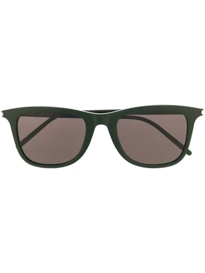 Shop Saint Laurent Square Frame Sunglasses In Green