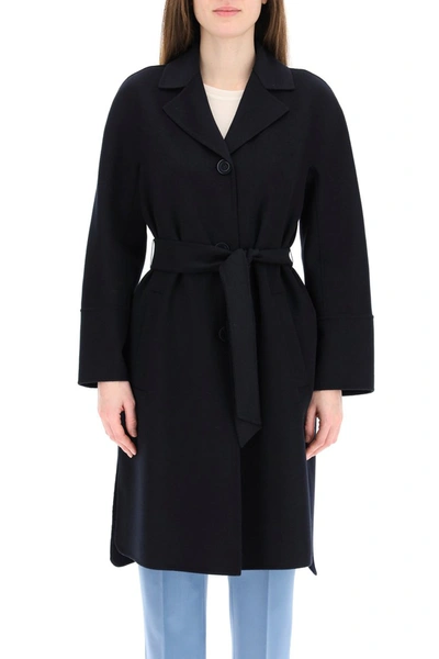 Shop Max Mara Studio Eneide Coat In Blu