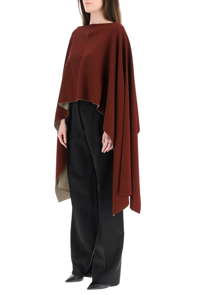Shop Valentino Asymmetric Poncho With Lurex In Red Wine Oro