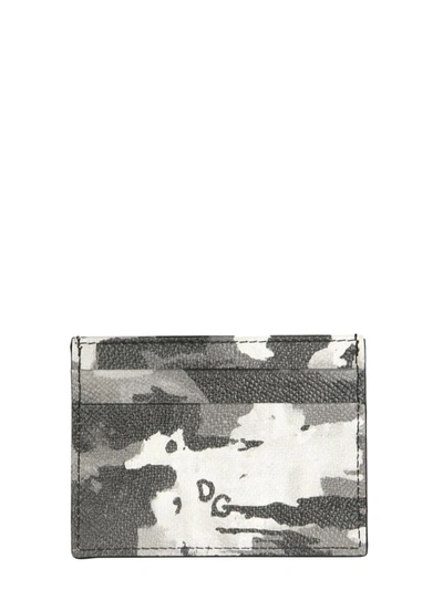 Shop Dolce & Gabbana Card Holder With Camoflauge Print And Logo In Multicolour