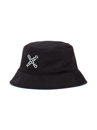 Shop Kenzo Reversible Cloche Hat In Nylon With Logo In Black