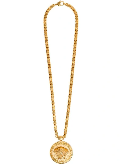 Shop Versace Medusa Necklace In Metallic